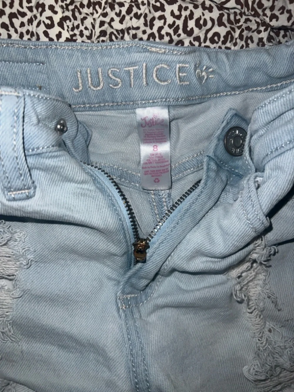 Girls used Justice Light Blue Distressed Denim Jean Shorts